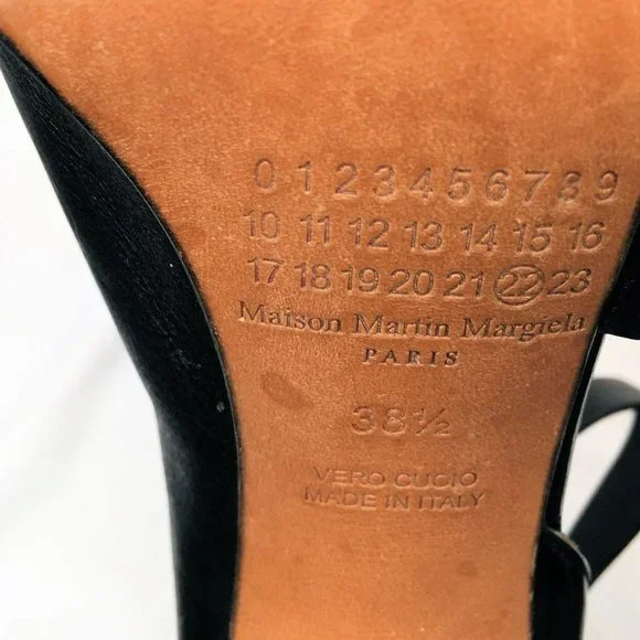 Mason Martin Margiela Stiletto Womens Heels 38.5 M Black Leather Peep-toe Shoes - Picture 5 of 11